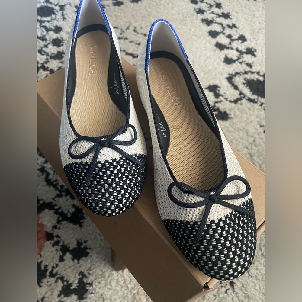 Rothy's Black and White Patterned Flats